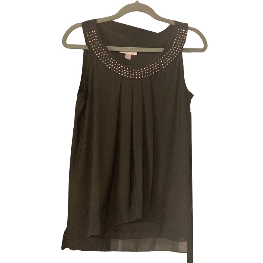 Roz and Ali women’s black sequined neck blouse